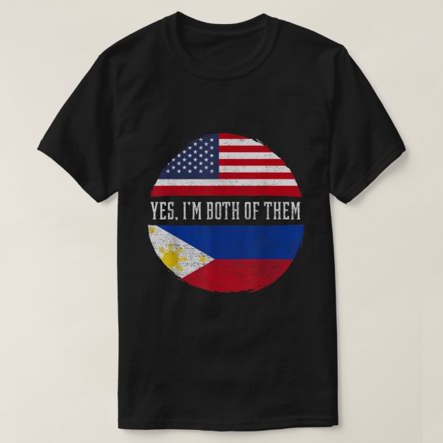 Half American Half Filipino USA Flag Philippines H T-Shirt (Design Front)
