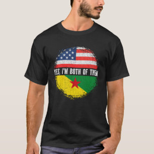 Half American Half French Guianan USA Flag  T-Shirt
