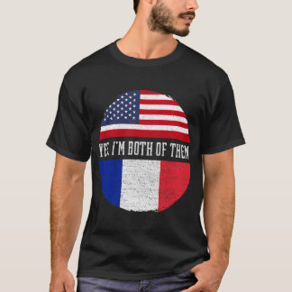 Half American Half French USA Flag France Heritage T-Shirt