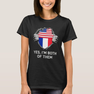 Half American Half French USA France Flag Mens Wom T-Shirt