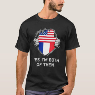 Half American Half French USA France Flag Mens Wom T-Shirt