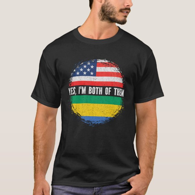 Half American Half Gabonese USA Flag Gabon  T-Shirt (Front)