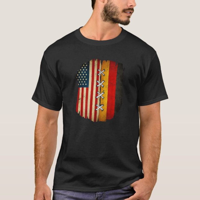 Half American Half German USA Flag Germany Flag Pr T-Shirt (Front)