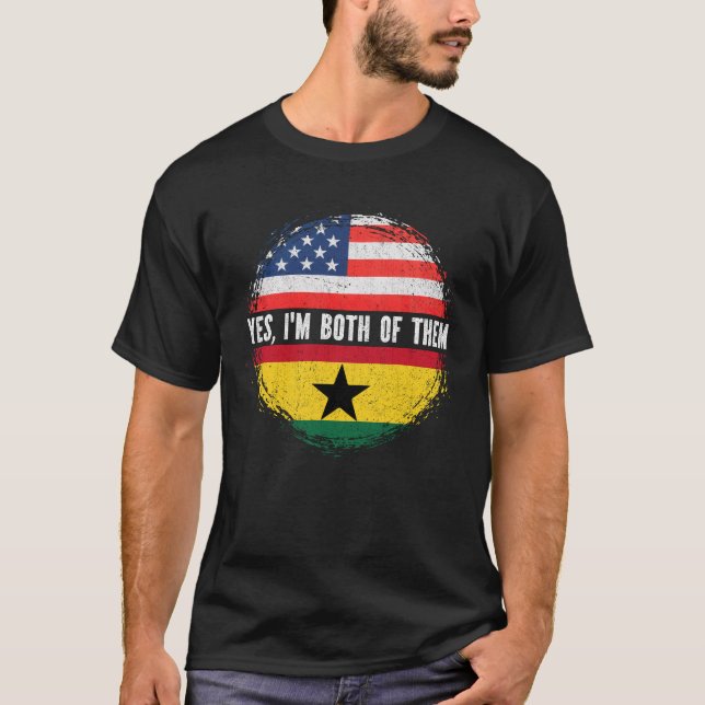 Half American Half Ghanaian USA Flag Ghana  T-Shirt (Front)