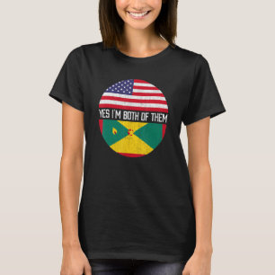 Half American Half Grenadian Usa Flag Family Herit T-Shirt