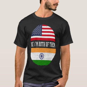 Half American Half Indian USA Flag India Heritage  T-Shirt
