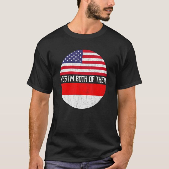 Half American Half Indonesian Usa Flag Family Heri T-Shirt (Front)