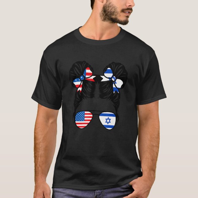 Half American Half Israelis Girl USA Israel Flag P T-Shirt (Front)