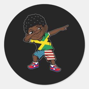 Half American Half Jamaican Boy Kid Jamaica Flag P Classic Round Sticker