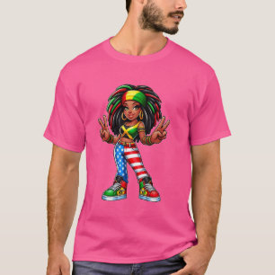 Half American Half Jamaican Girl Jamaica Flag Patr T-Shirt