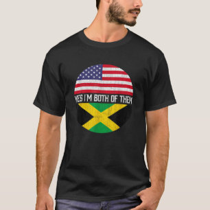 Half American Half Jamaican USA Flag Family Herita T-Shirt