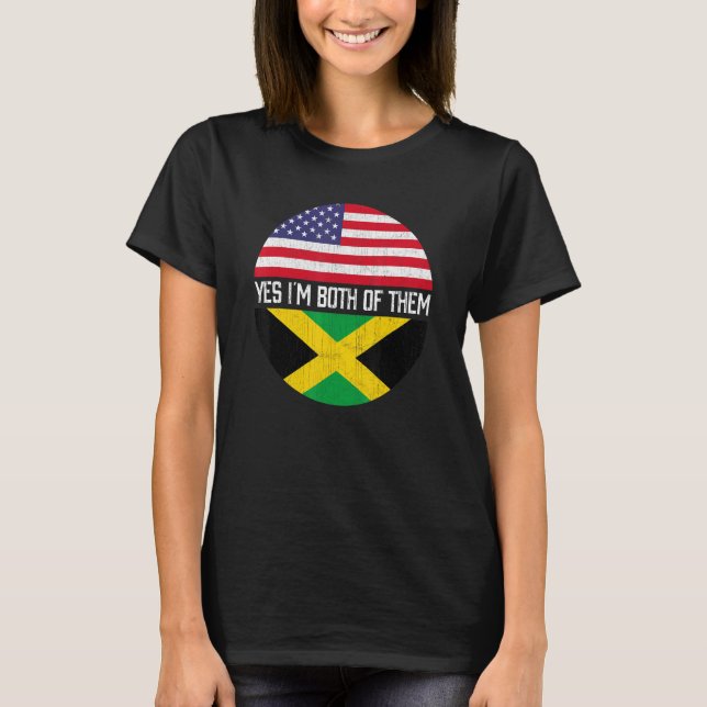 Half American Half Jamaican Usa Flag Family Herita T-Shirt (Front)