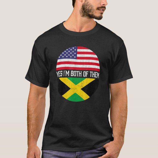 Half American Half Jamaican Usa Flag Family Herita T-Shirt (Front)