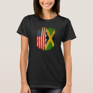 Half American Half Jamaican USA Flag Jamaica Flag T-Shirt