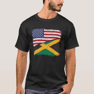 Half American Half Jamaican USA Flag Jamaica Flag T-Shirt