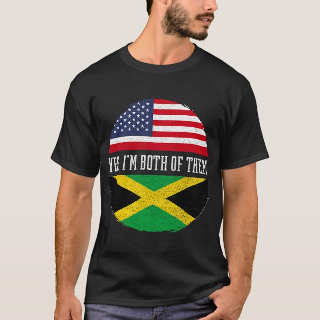 Half American Half Jamaican USA Flag Jamaica Herit T-Shirt (Front)