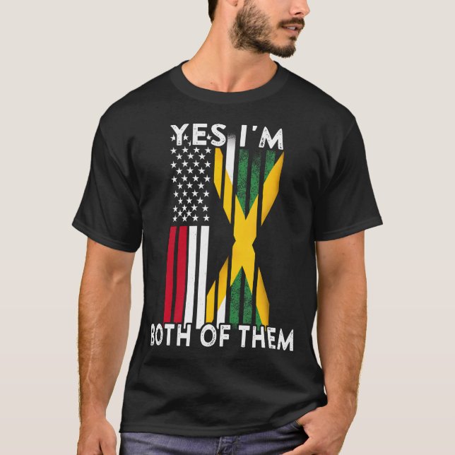 Half American Half Jamaican Usa Flag Jamaica Herit T-Shirt (Front)