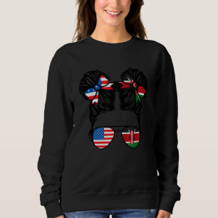 Half American Half Kenyan Girl USA Kenya Flag Patr Sweatshirt