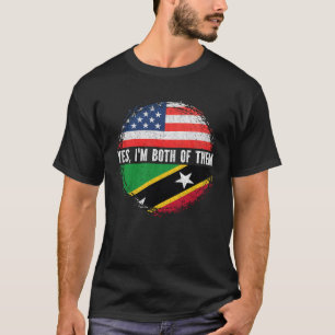 Half American Half Kittian Nevisian USA Flag T-Shirt