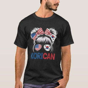 Half American Half Korean USA Flag South Korea Ame T-Shirt