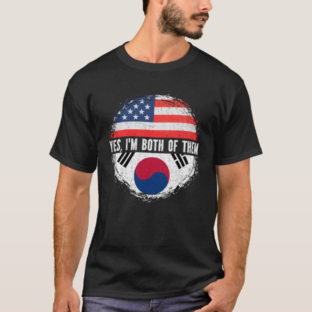 Half American Half Korean USA Flag South korean  T-Shirt (Front)