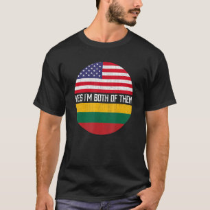 Half American Half Lithuanian Usa Flag Family Heri T-Shirt
