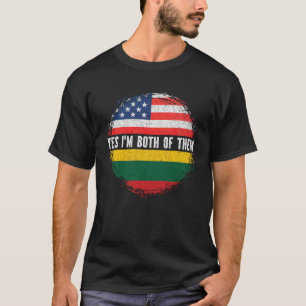 Half American Half Lithuanian USA Flag Lithuania  T-Shirt