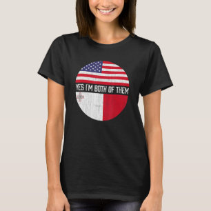 Half American Half Maltese Usa Flag Family Heritag T-Shirt
