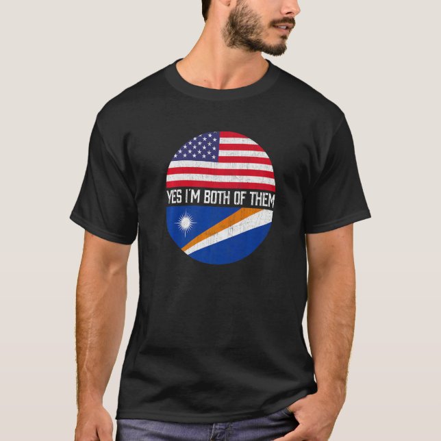 Half American Half Marshallese Usa Flag Family Her T-Shirt (Front)