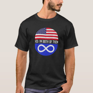 Half American Half Metis Usa Flag Family Heritage T-Shirt