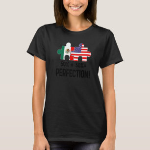 Half American Half Mexican Flag Combined Map Mexic T-Shirt