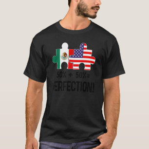Half American Half Mexican Flag Combined Map Mexic T-Shirt