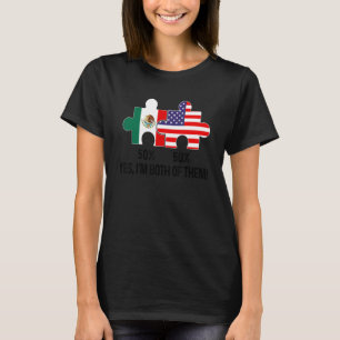 Half American Half Mexican Flag Combined Map Mexic T-Shirt