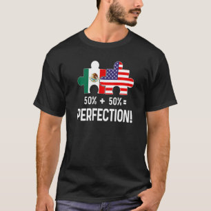 Half American Half Mexican Flag Combined Map Mexic T-Shirt
