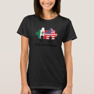 Half American Half Mexican Flag Combined Map Mexic T-Shirt