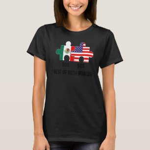 Half American Half Mexican Flag Combined Map Mexic T-Shirt