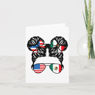 Half American Half Mexican Girl Usa Mexico Flag Pa Card