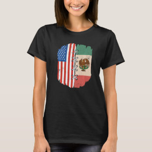 Half American Half Mexican Roots American US Flag  T-Shirt