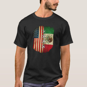Half American Half Mexican USA Flag Mexico Flag Pr T-Shirt