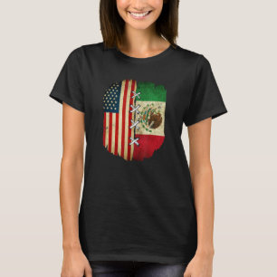 Half American Half Mexican USA Flag Mexico Flag T-Shirt