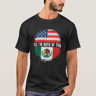 Half American Half Mexican USA Flag Mexico  T-Shirt