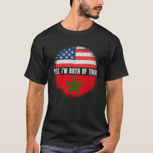 Half American Half Moroccan USA Flag Morocco T-Shirt