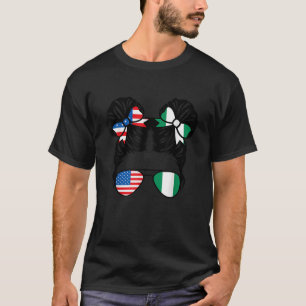 Half American Half Nigerian Girl USA Nigeria Flag T-Shirt