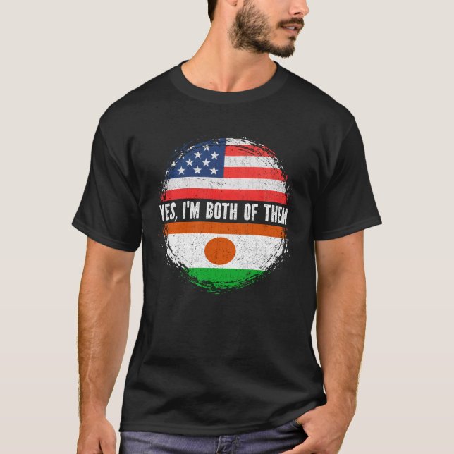 Half American Half Nigerien USA Flag Nigeria  T-Shirt (Front)