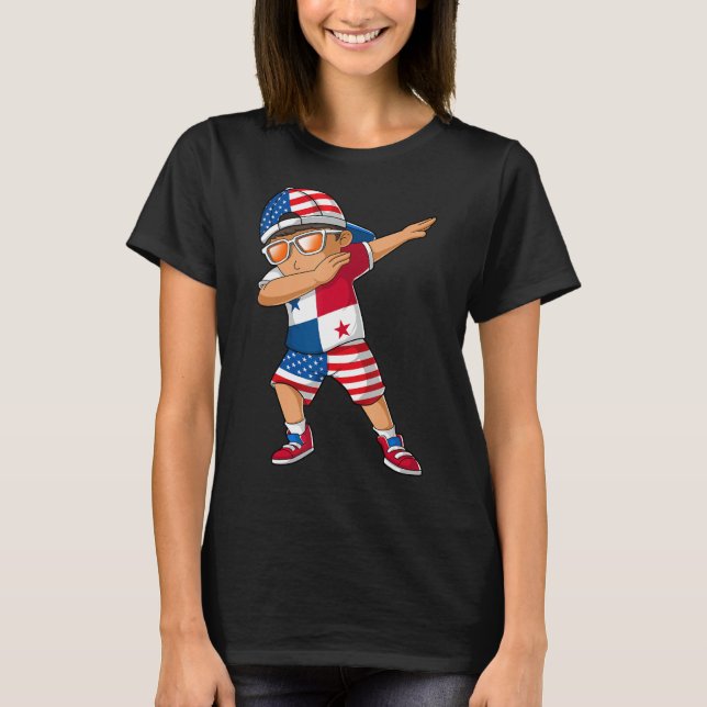 Half American Half Panamanian Boy Kid Panama Flag  T-Shirt (Front)