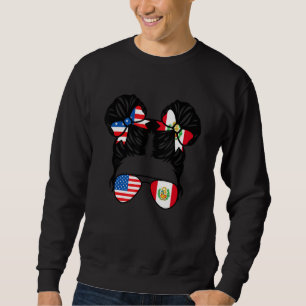 Half American Half Peruvian Girl USA Peru Flag Pat Sweatshirt