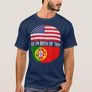Half American Half Portuguese USA Flag Family Heri T-Shirt