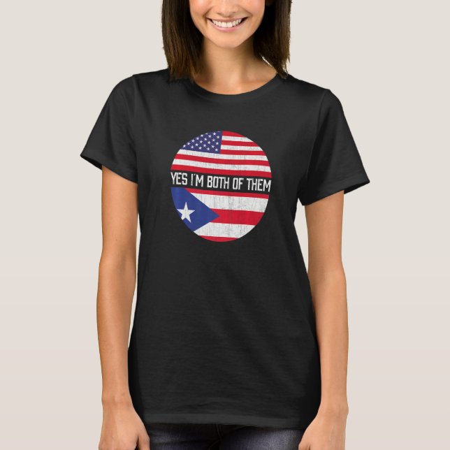 Half American Half Puerto Rican Usa Flag Family He T-Shirt (Front)