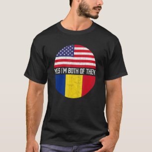 Half American Half Romanian Usa Flag Family Herita T-Shirt