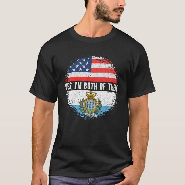Half American Half Sanmarinese USA Flag San Marino T-Shirt (Front)